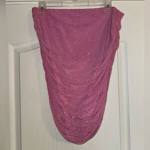 AFRM Pink Ruched Rhinestone strapless top. Worn once for Katy Perry concert